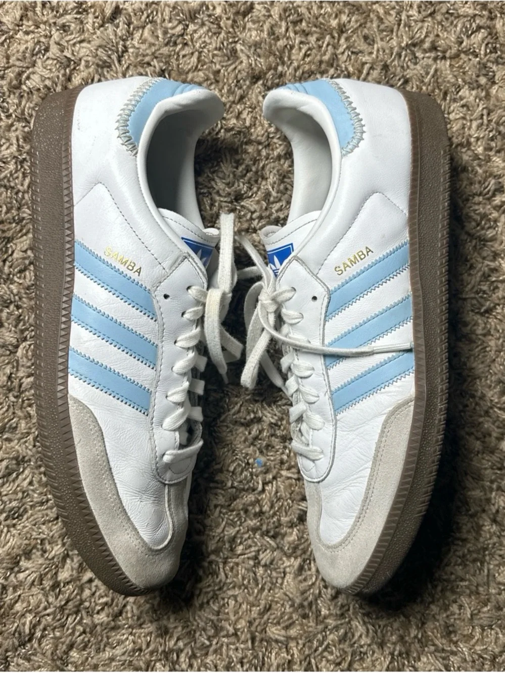 Adidas Samba OG White Light Blue Gum Leather Sneakers Men’s Size 13 Soccer Shoes